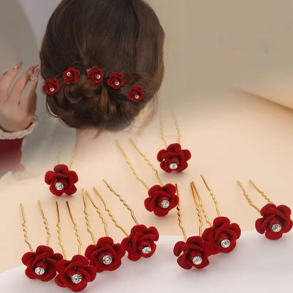 10Pcs 로즈 헤어 액세서리 웨딩 신부 머리핀 꽃 헤 - Supply Florist 리뷰 및 가격