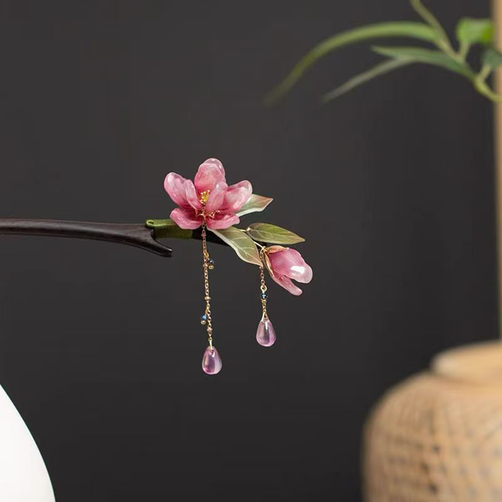 꽃무늬 헤어 스틱 중국 스타일 머리핀 핑크 꽃 태슬 레 - Supply Florist 리뷰 및 가격